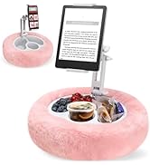 Tablet Pillow Stand, 360° Rotating Kindle Pillow Holder with 3 Detachable Snack Bowl, Soft Plush ...
