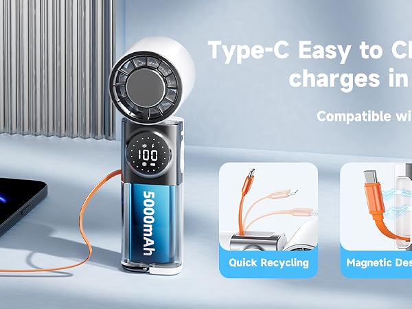 personal turbo fan with fast charging