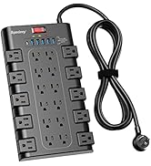 Power Strip, SUPERDANNY Surge Protector with 22 AC Outlets and 6 USB Charging Ports, 1875W/15A, 2...