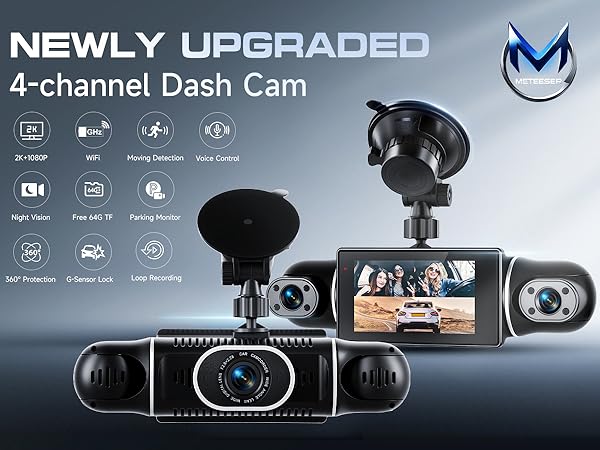 Dashcam 360 Degree View 4 Channel Dash Cam Front and Rear