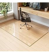 Koonmi Tempered Glass Chair Mat for Hardwood Floors &amp; Carpets, 40" x 60“ Transparent Heavy Duty O...