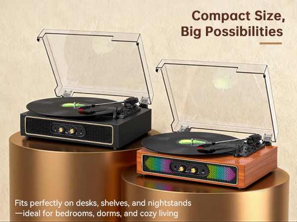 black record player with speakers