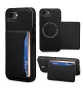 iMangoo for iPhone 17e 16e Wallet Card Holder Case for MagSafe Black | Slim Fit PU Leather Flip F...