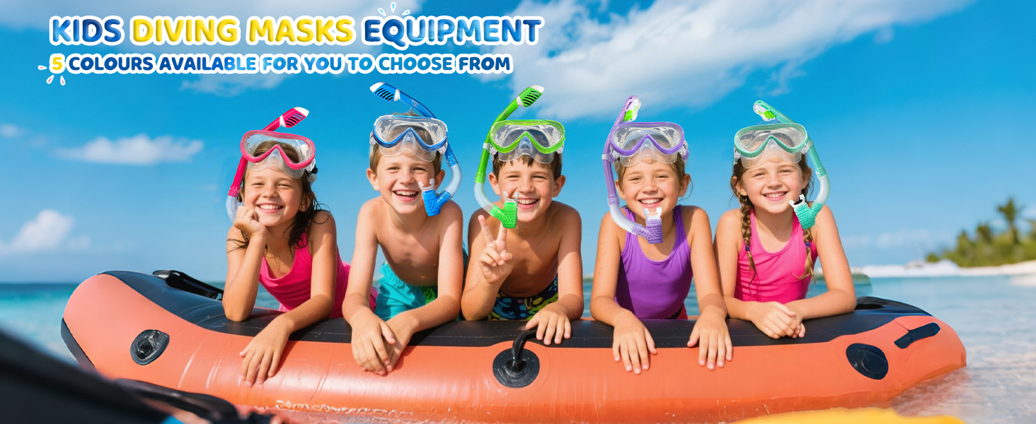 Kids Snorkel Set, Children Swimming Goggles, Anti-Fog Diving Mask and Dry Top Snorkel Set