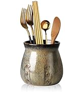 Ceramic Utensil Holder,Porcelain Utensil Crock Easy to Clean - 30oz (Gradient Gray)