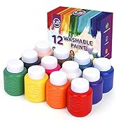 Washable Paint for Kids – 12 Ct Finger Paint (2 oz Each) Tempera Paint, Non Toxic Kids Paint for ...
