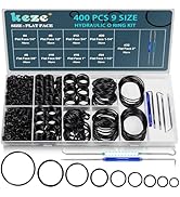 KEZE 400 Pcs Hydraulic O-Ring Flat Face Fittings 9 Size Buna-N 70A O Rings Seal Kit for Hydraulic...