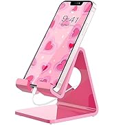 Crpich Acrylic Cell Phone Stand, Portable Phone Holder, Pink Phone Stand for Desk, Compatible wit...