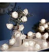 VIPMOON LED Rose Flower String Lights, Fairy Lights for Bedroom 6.6ft 20 LED Battery Operated Flo...