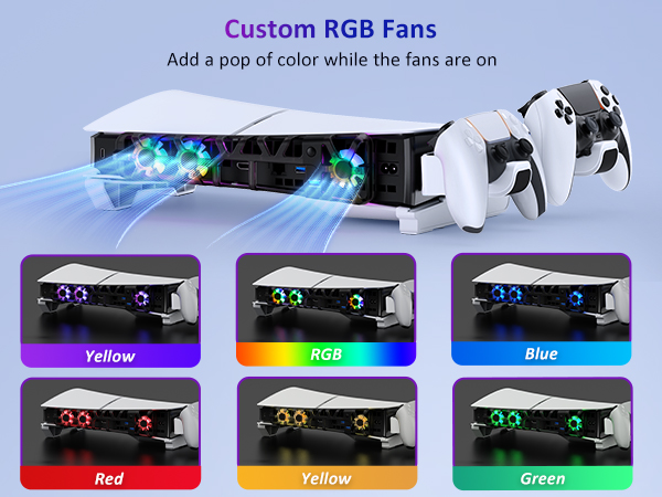 The fan with RGB lighting is actively cooling the console