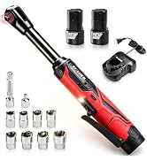KITLUCK Cordless Electric Ratchet Wrench Set, 3/8" 12V Extended Power Ratchet Tool Kit, 41 Ft-Lbs...