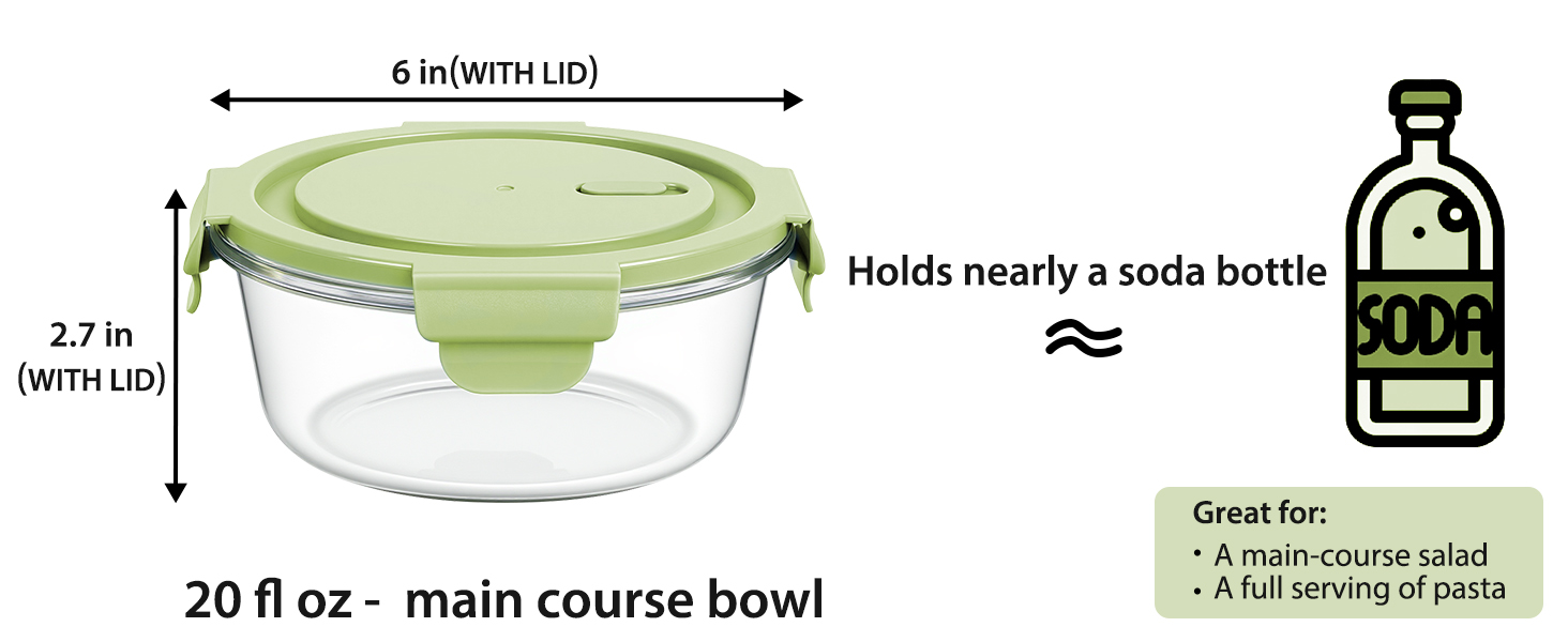 20oz glass lunch containers with lids