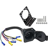 CARROFIX 7 Way Trailer Light Connector Socket 7 Wire Harness Electrical Quick Converter with Moun...