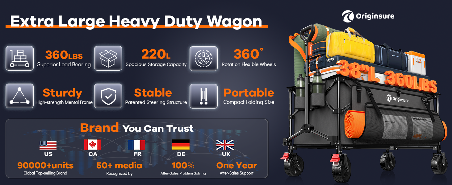 Collapsible Portable Beach Wagon with All-Terrain Big Wheels