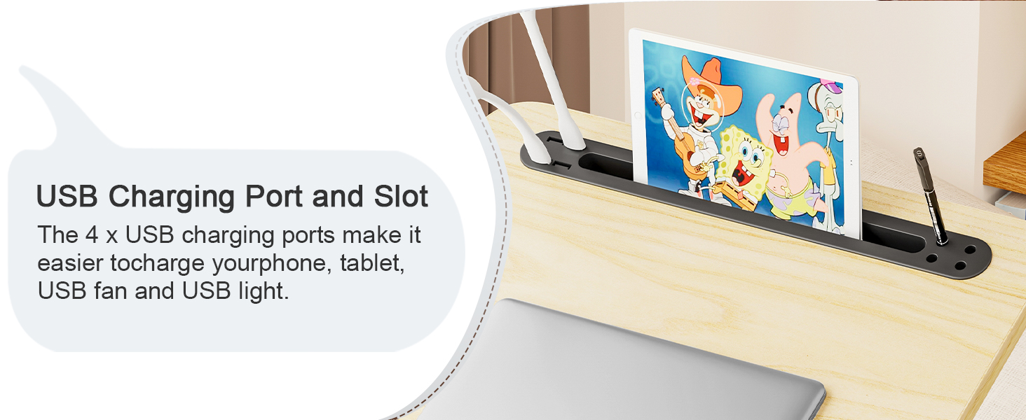 Adjustable Laptop Stand with 5 Different Angles, Laptop Desk for Bed, Portable Lap Tray Table