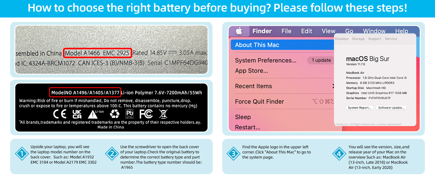 macbook air a1466 battery