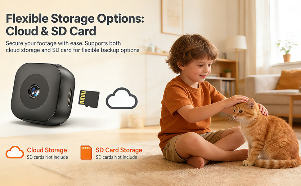 Hidden Camera,4K Mini Camera with AI Motion Detection, No Glow Auto Night Vision