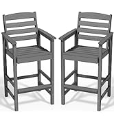 SERWALL Tall Adirondack Chairs Set of 2, Balcony Adirondack Chairs Set, Outdoor Bar Height Barsto...