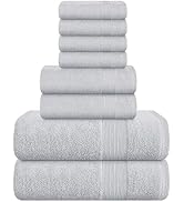 Belizzi Home 8 Piece Towel Set 100% Ring Spun Cotton, 2 Bath Towels 27x54, 2 Hand Towels 16x28 an...