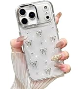 EYZUTAK Case for iPhone 17 Pro Max, Bling Glitter 3D Bowknot Phone Case Cute Sparkly Crystal Clea...