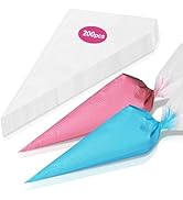firstake Piping Bags 200pcs - 12 Inch Disposable Piping Bags, Anti Burst Icing Bags, Pastry Bags,...