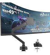 WALI Ultrawide Monitor Arm for 17 to 49 Inch Heavy Duty Curved Screens, Holds 44 Lbs, Adjustable ...