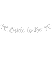 Bride to Be Banner, White Bride to Be with Bow Glitter Bachelorette Bridal Party Banner BRIDE TO ...