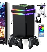 Wall Mount for Xbox Series X/S with RGB Light – Support APP, Xbox X/S Wall Shelf Kit with 2 Contr...