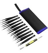 Ainiv Precision Tweezers Set, 11PCS Anti-Static ESD Tweezers Set, Non-Magnetic Stainless Steel Cu...