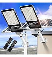 OKPRO 10000W Solar Street Lights Outdoor - 6500K Commercial Parking Lot Lights Dusk to Dawn, Heav...