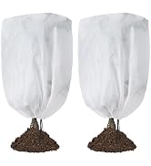 Garutom 2-Pack Plant Covers Freeze Protection 48" x 72" 2.2 oz, Frost Cloth Plants Jacket Drawstr...