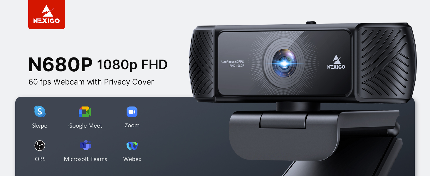 The autofocus 1080p 60fps webcam with built-in cover and flexible clip