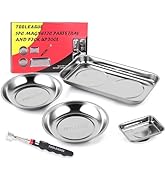 TOOLEAGUE 4Pcs Magnetic Tray Set with 15Lb Magnetic Pickup Pen,Stainless Steel Trays with Extra S...