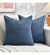 Fancy Homi 2 Packs Dusty Blue Decorative Throw Pillow Covers 18x18 Inch for Living Room Couch Bed...