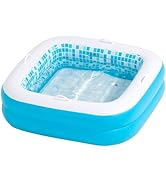 Baby Pool with Cushioned Floor, Grip Handles and Drain - Skin Safe Small Square Inflatable Kiddie...