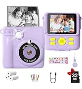 GKTZ Kids Instant Print Camera - Toddler Digital Camera with 32GB Card - IPS HD Screen, 2000mAh B...