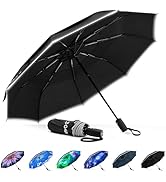 G4Free 42 Inch Windproof Travel Compact Umbrella for Rain &amp; Sun, Double Canopy Umbrella with Refl...