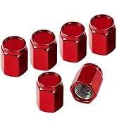 6Pcs Car Tire Valve Stem Caps Aluminum Alloy Covers with Rubber Seal (Red) | Dustproof Corrosion ...