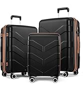 TILYMOL Luggage Sets 3 Piece with Spinner Wheel, Hardside Suitcase Set with TSA Lock, Expandable ...