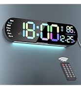 ANALOI Digital Wall Clock with 13.7-Inch Display, Wall Clock with 9-Color Backlight, Remote Contr...