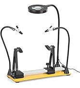 Magnetic Helping Hands Soldering Station, Adjustable 360° Flipping with 3x Magnifying Glass 2 Fle...
