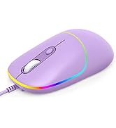 Wired Mouse, USB Computer Mouse Backlit Ultra Silent Wired Mouse with 6400 DPI, Ergonomic LED Cor...