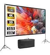 VISULAPEX Projector Screen with Stand 100 Inch, 16:9 4K HD Portable Projector Screen Indoor Outdo...