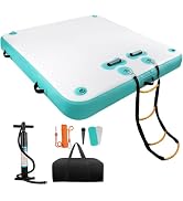 TONKOUM 5ft/6ft/8ft/10ft Floating Dock Water Platform, Multi-People Inflatable Floating Mat, Dock...