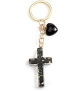 SHTALHST Cross Keychain with Heart Pendant Christian Cross Resin Keychain for Women Christian Gif...