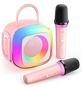 Mini Karaoke Machine for Kids Adults: Portable Karaoke Machine with 2 Wireless Mics for Home Part...