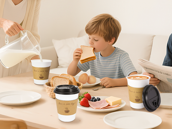 disposable coffee cups with lids 12oz