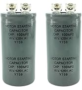 CD60 Capacitors 100uF 100MFD 125VAC 2-Pack Motor Start Capacitors for HVAC, Air Conditioning, Ref...