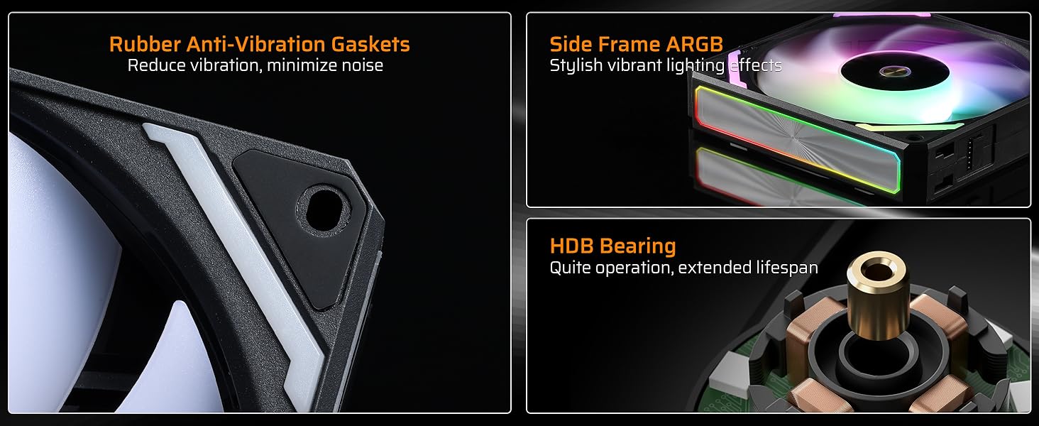 Addressable RGB Compatible wireless modular fan low noise quiet HDB bearing 