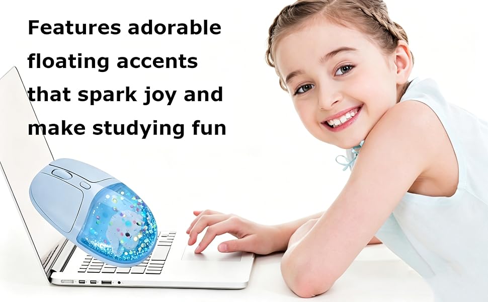 Wireless Mouse Cute Water glitter Tablet iPad MacBook AirPro Travel Girls Boys Women Men Gift
